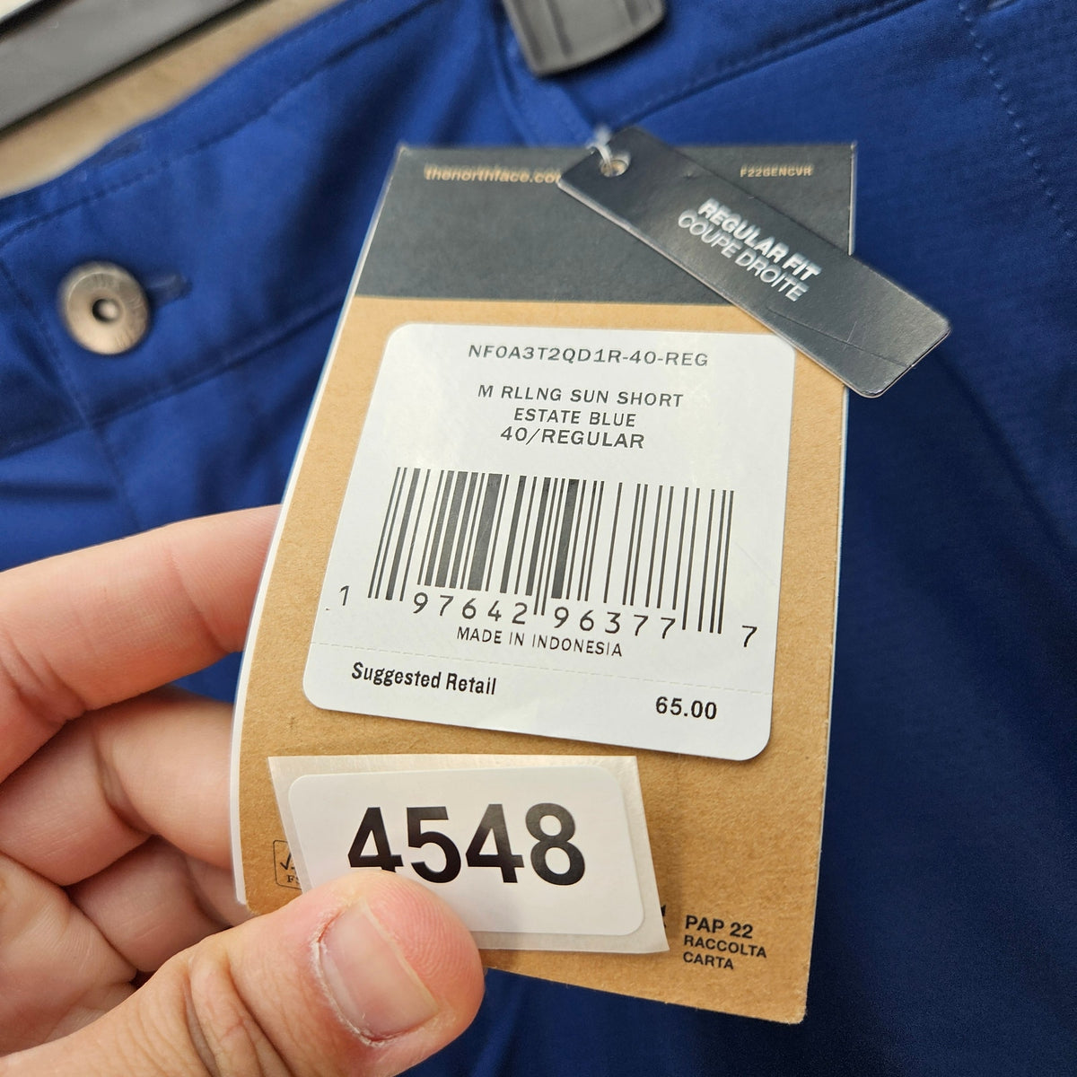 THE NORTH FACE MEN'S 40 BLUE ROLLING SUN PACKABLE SHORTS FLASHDRY NF0A3T2QD1R