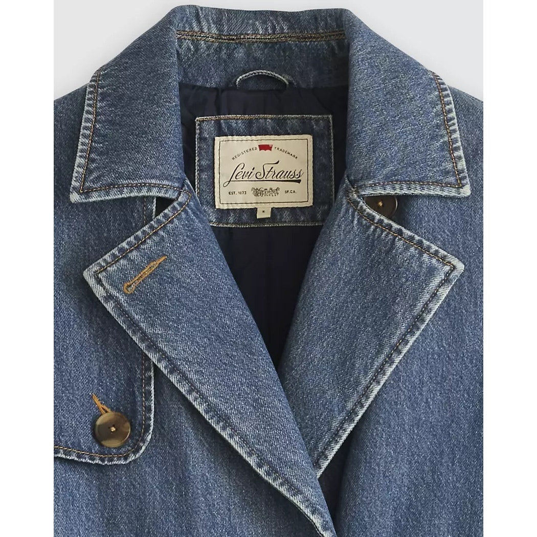 LEVIS WOMEN'S SMALL SPADE TRENCH COAT DARK WASH A89760001 NWT