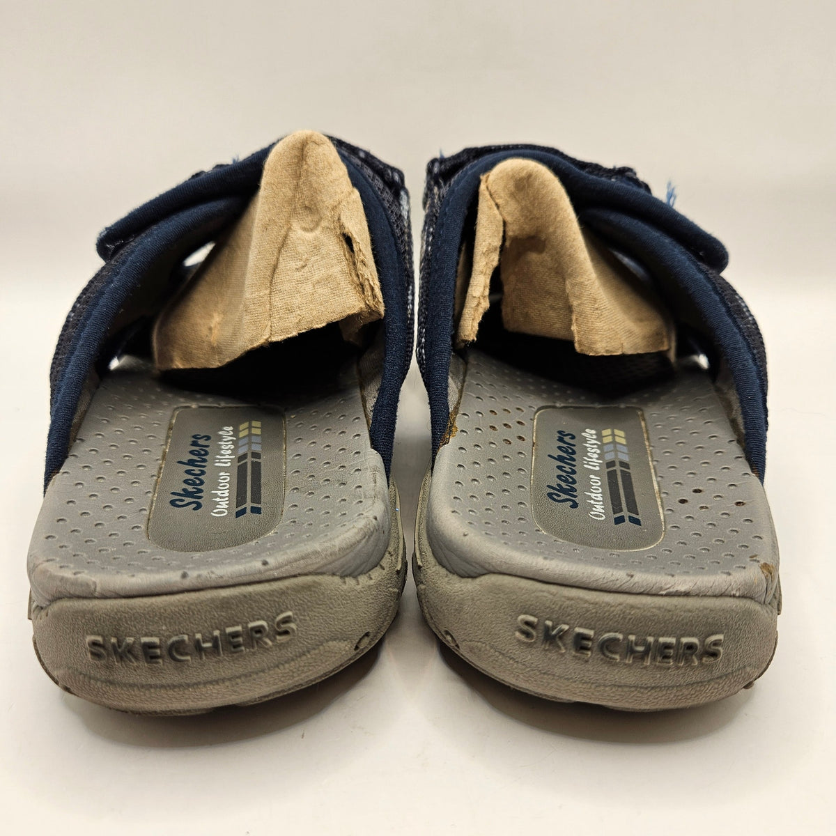 SKECHERS WOMEN'S 7 REGGAE COLOR-FULL SLIDE NAVY BLUE OUTDOOR SANDAL