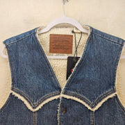 LEVI'S MEN'S SMALL WESTERN DENIM SHERPA VEST NWT SKY DESERT MEDIUM WASH