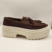 CONVERSE WOMEN'S 10 LUGGED HEEL PLATFORM LOAFER SUEDE BROWN TASSEL A15552C