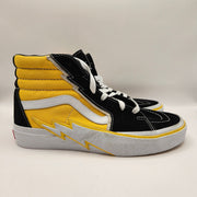 VANS WOMEN'S 8 SK8-HI YELLOW LIGHTNING BOLTS BLACK SUEDE CANVAS SNEAKER