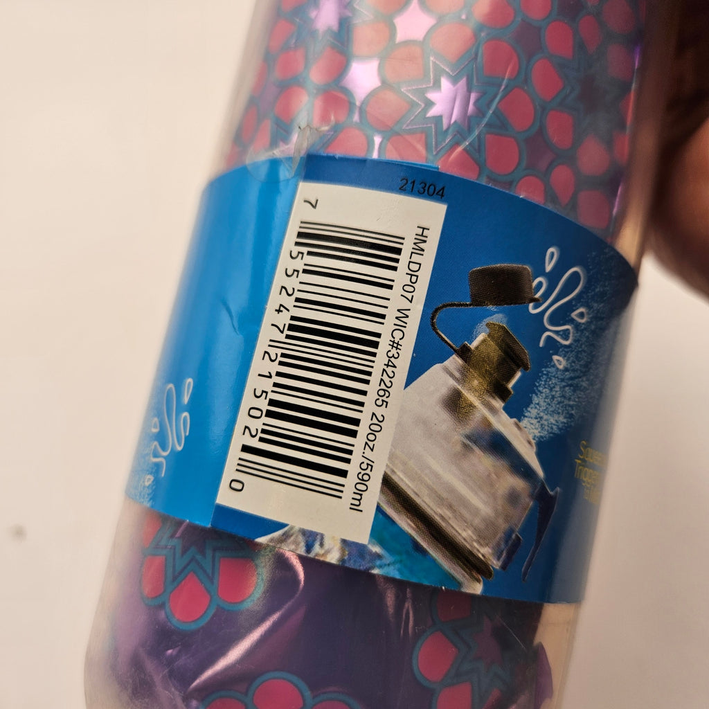 O2COOL MIST N SIP 20oz WATER BOTTLE PURPLE FLORAL SPORTS SPRAY BOTTLE BPA FREE