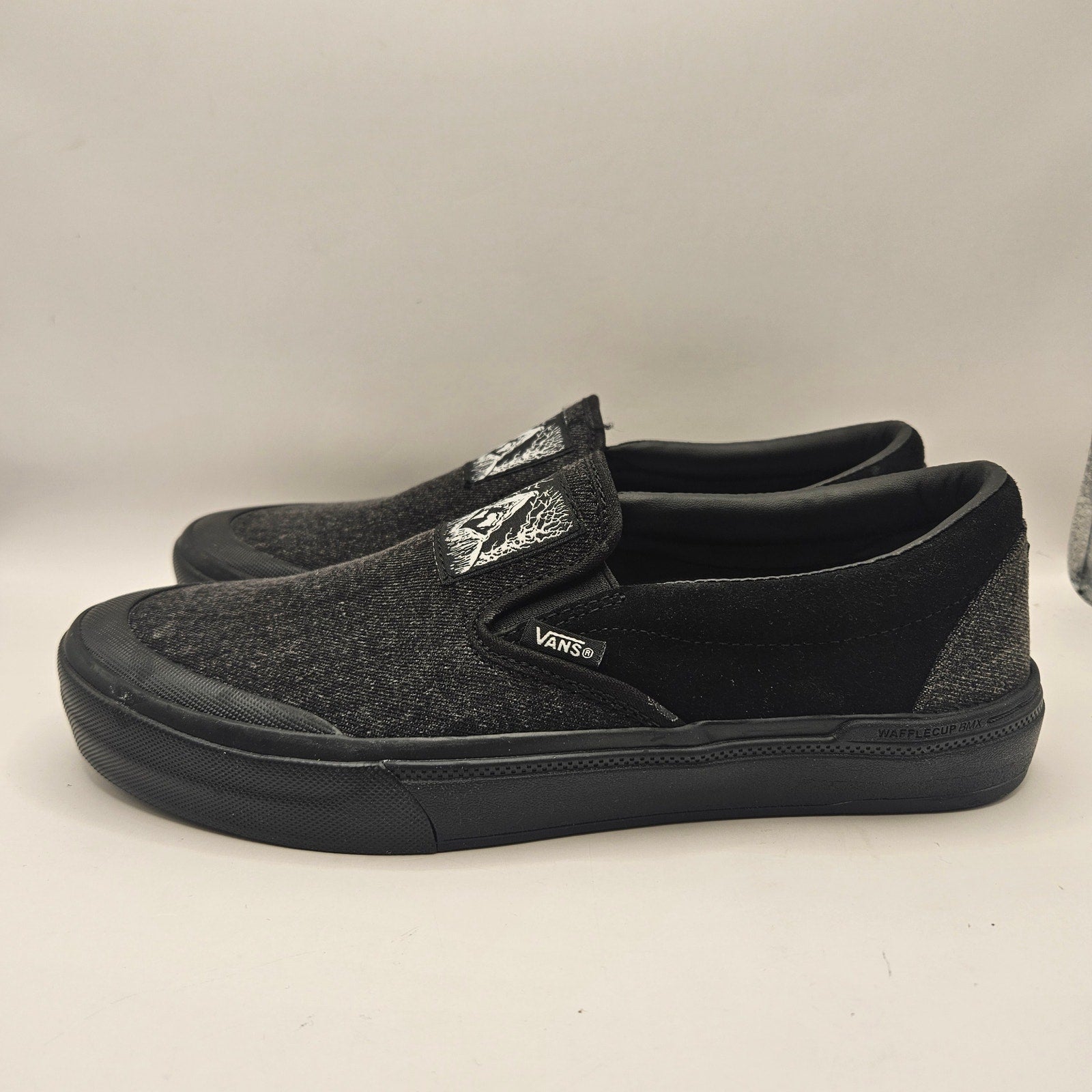VANS X FAST & LOOSE MEN'S 8 BMX SLIP ON BLACK GRAY CANVAS NWOB