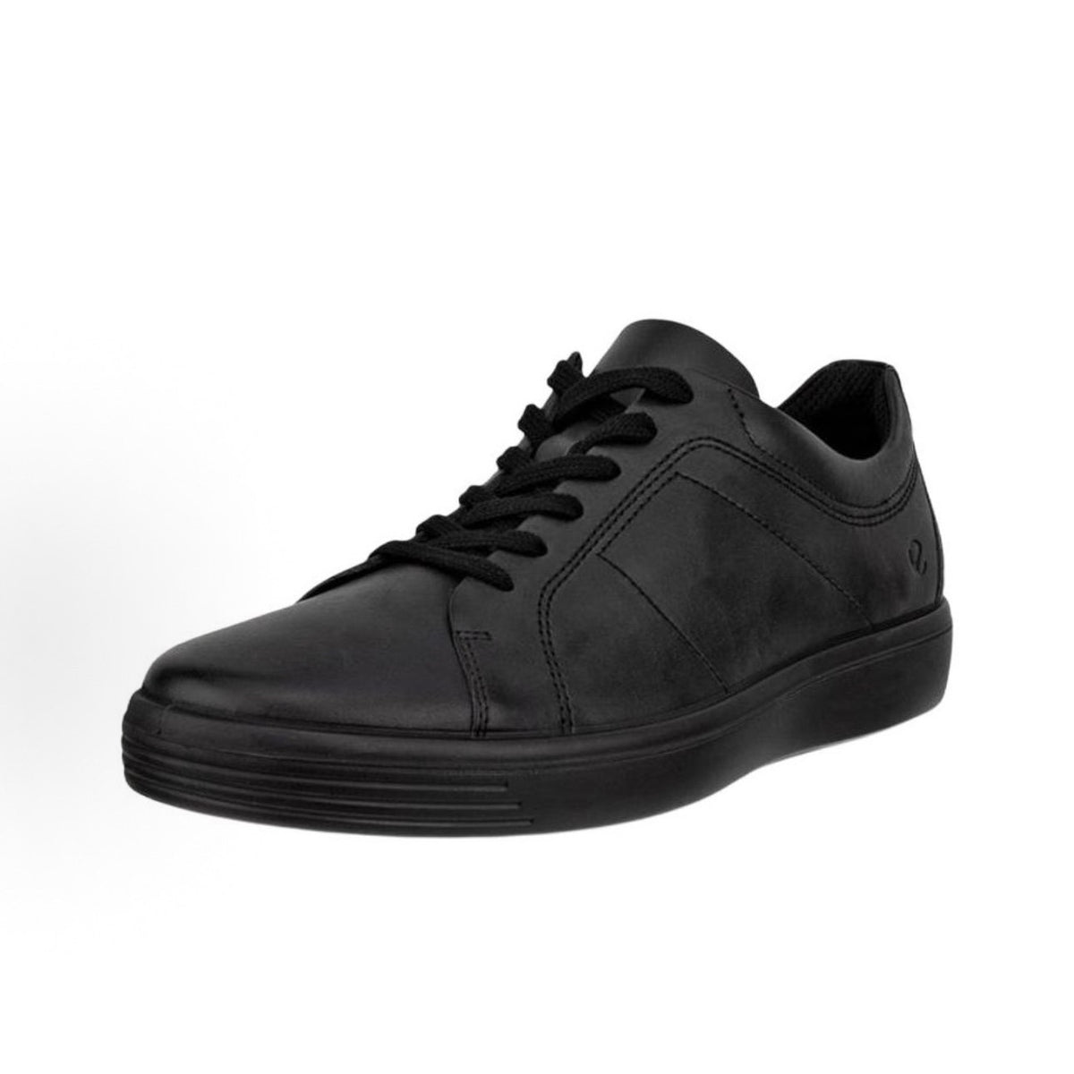ECCO MEN'S 48 BLACK CLASSIC SNEAKER GENUINE LEATHER LOW TOP NIB RARE