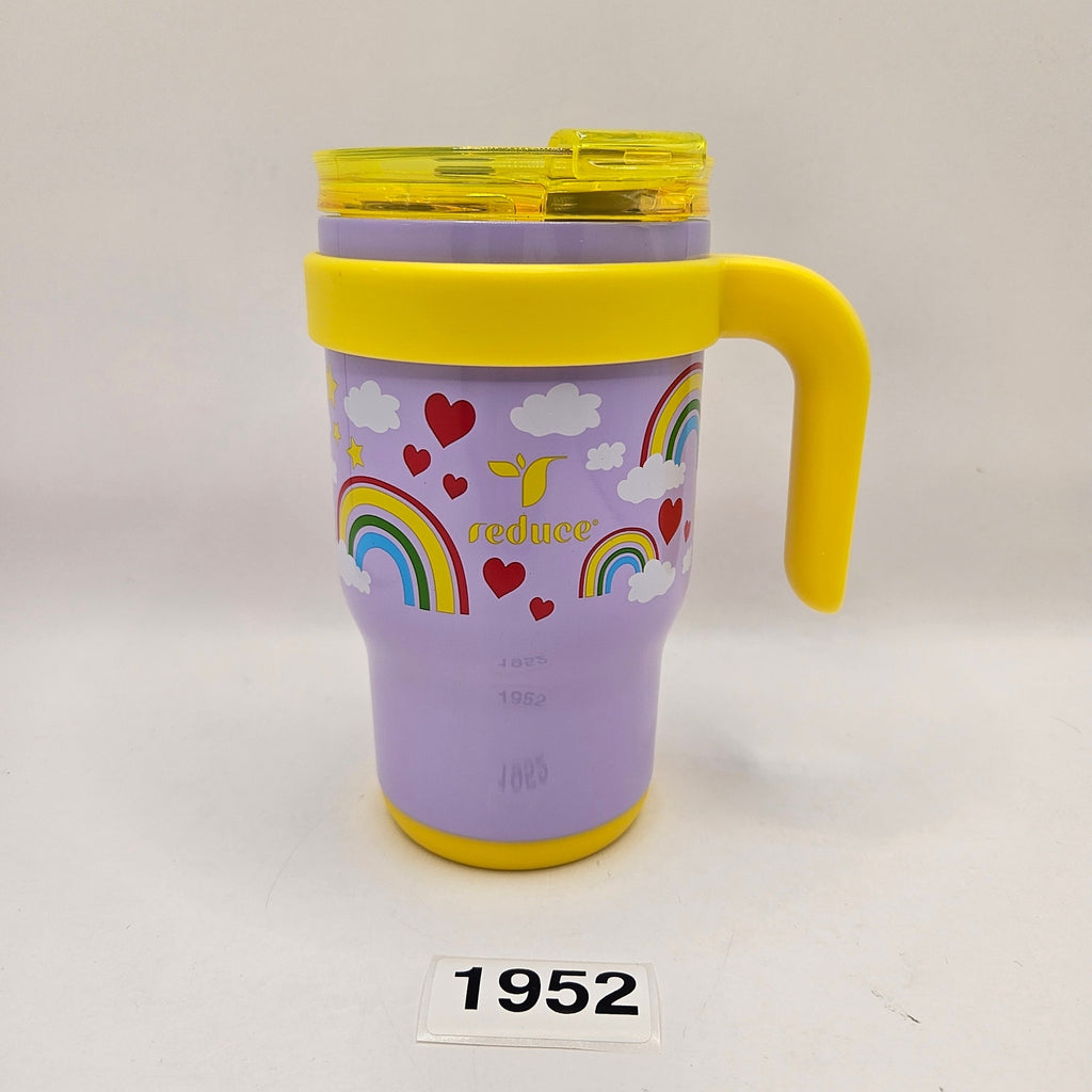 REDUCE 14oz PURPLE YELLOW COLDEE VACUUM INSULATED STAINLESS STEEL STRAW TUMBLER
