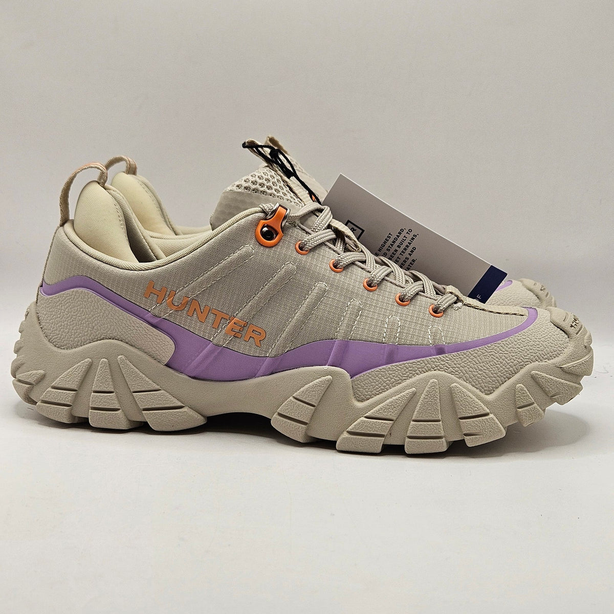 HUNTER WOMEN'S 8.5 SARA LIGHT NATURAL 110 HIKING SNEAKER WATERPROOF TAN LAVENDER