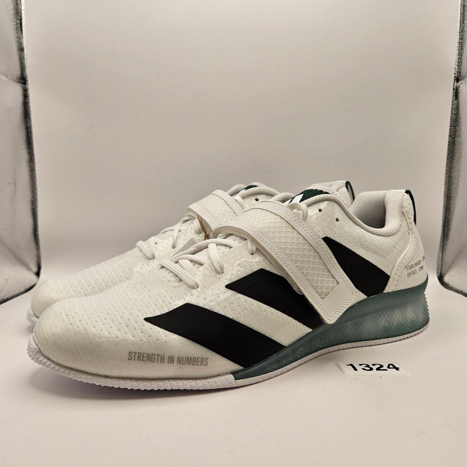 ADIDAS ADIPOWER MEN'S 14 WEIGHTLIFTING SHOES IH8233 WHITE BLACK CLEAR SOLE NWOB