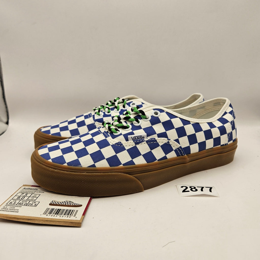 VANS WOMEN'S 9 AUTHENTIC CHECKERBOARD BLUE WHITE NWOB