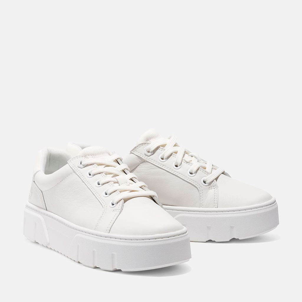 TIMBERLAND WOMEN'S 9.5 LAUREL COURT LOW LACE SNKR WHT FULL GRAIN NIB