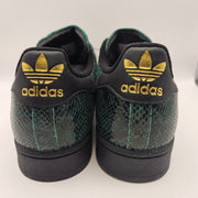 ADIDAS ORIGINALS WOMEN'S 10 SUPERSTAR BLACK GREEN SNAKESKIN SHELL TOE NWOB