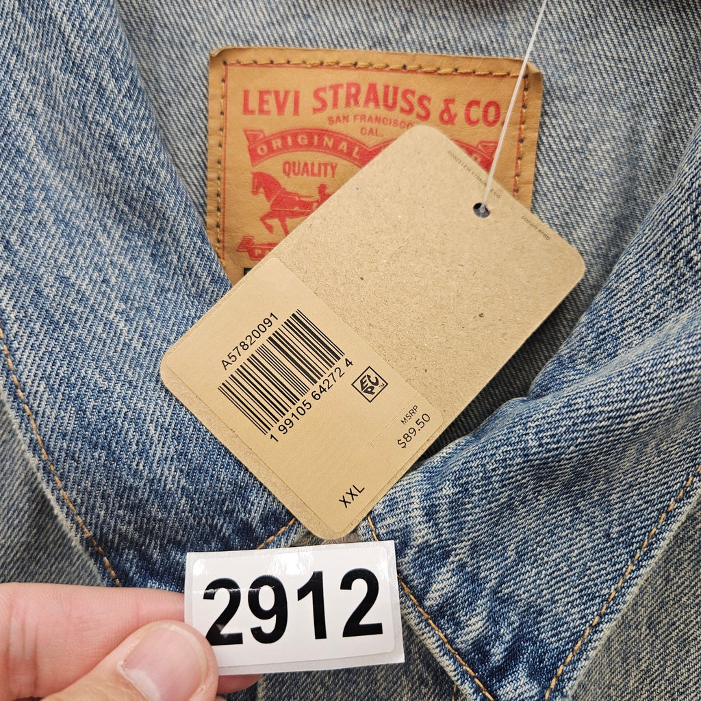 LEVI'S MEN'S XXL RELAXED FIT TYPE III TRUCKER JACKET MEDIUM LIGHT WORN WASH NWT
