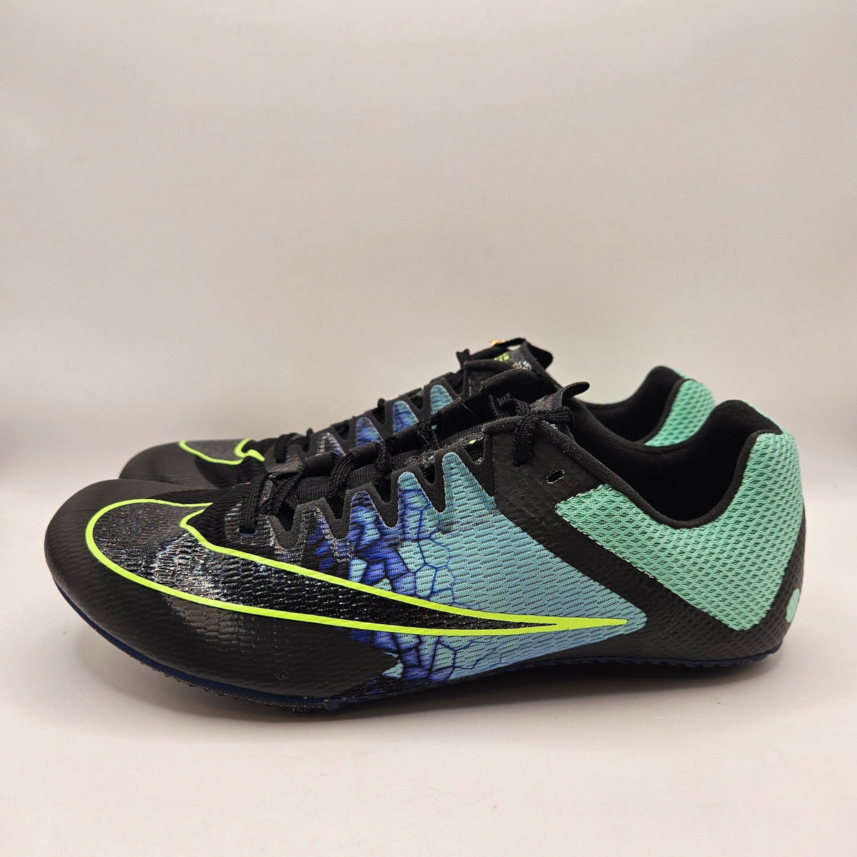 NIKE MEN'S 9.5 ZOOM RIVAL SPRINT TRACK SPIKES IM9132-300 BLACK VOLT BLUE NWOB