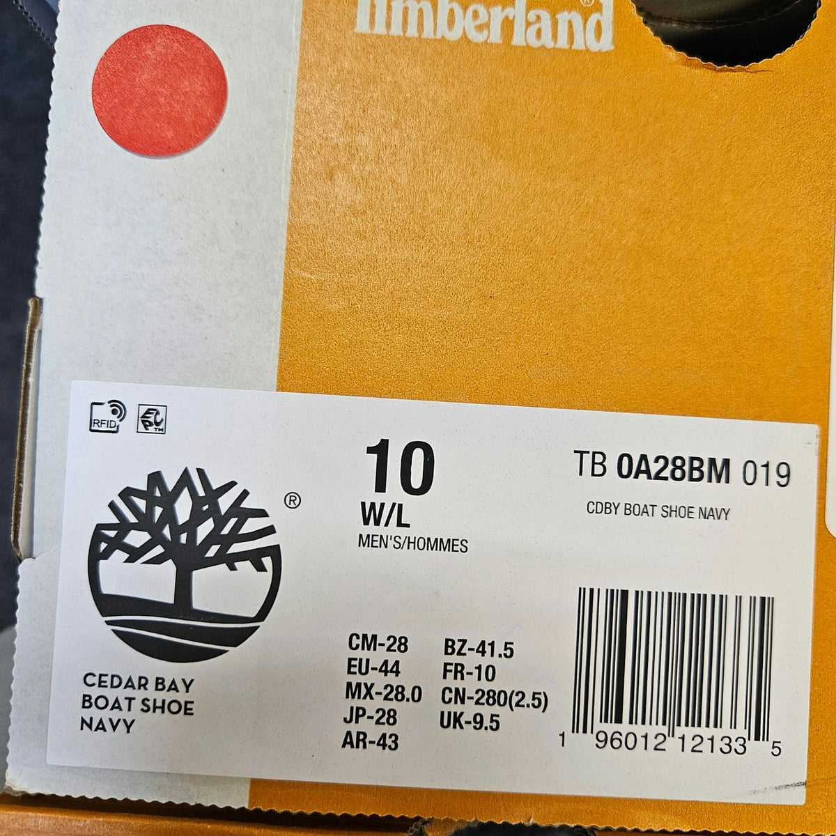 TIMBERLAND MEN'S 10 WIDE NAVY BLUE CEDAR BAY BOAT SHOE TB0A28BM019