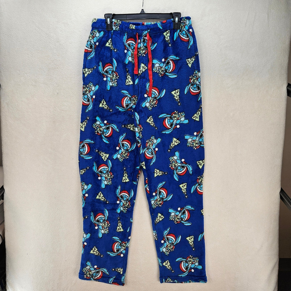 LILO STITCH CHRISTMAS SLEEPWEAR MEDIUM FLEECE PAJAMA PANTS BLUE NWOT