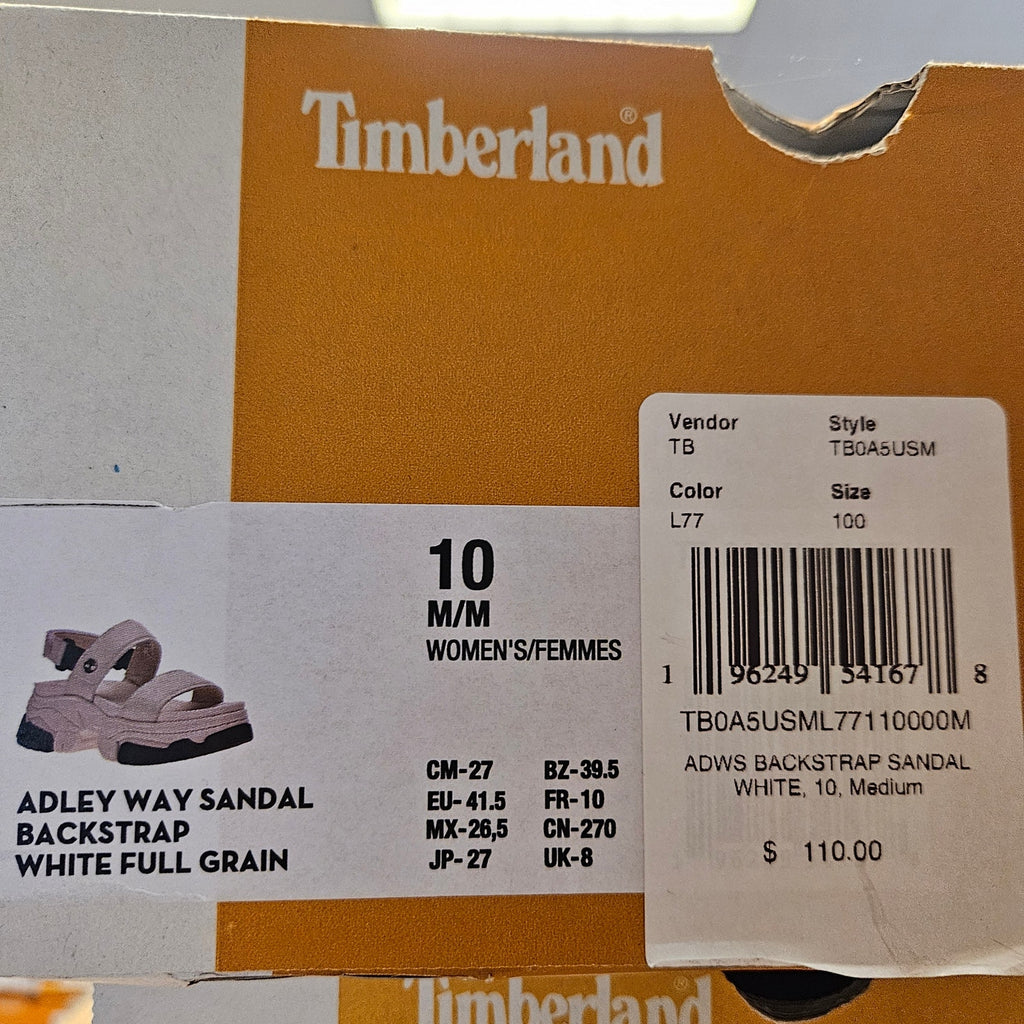 TIMBERLAND WOMEN'S 10 ADLEY WAY BACKSTRAP SANDAL WHITE NIB