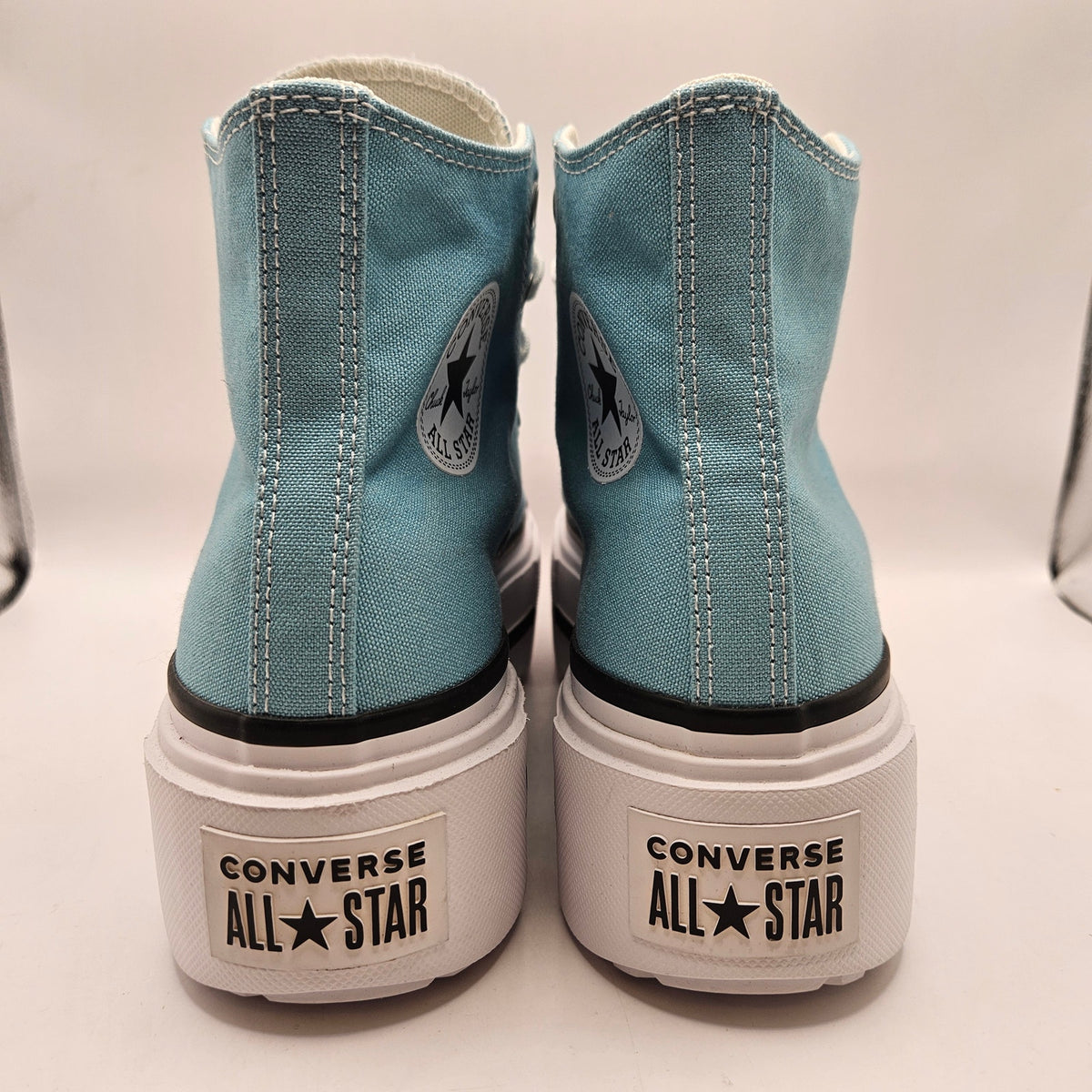 CONVERSE WOMEN'S 10 ALL STAR DOUBLE STACK PLATFORM HI TOP BLUE WHITE A115543C