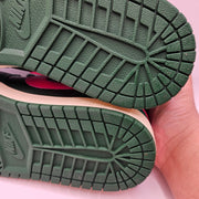 JORDAN WOMEN'S 11 AIR JORDAN 1 LOW MALACHITE FIR PINK BLAST GREEN DC0774-300