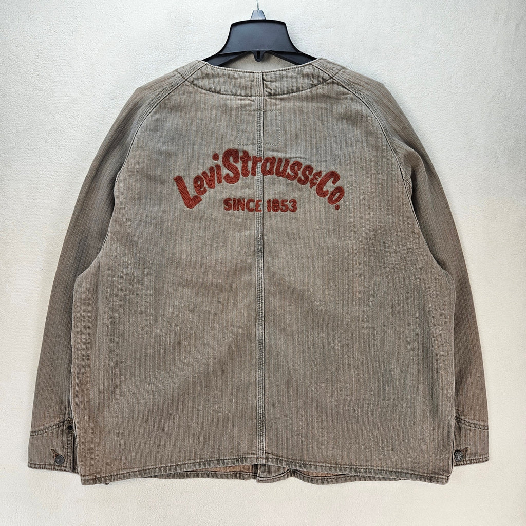 LEVI'S MENS XL UNION ENGINEER CARDIGAN UNIFORM BADGE TAN NWT