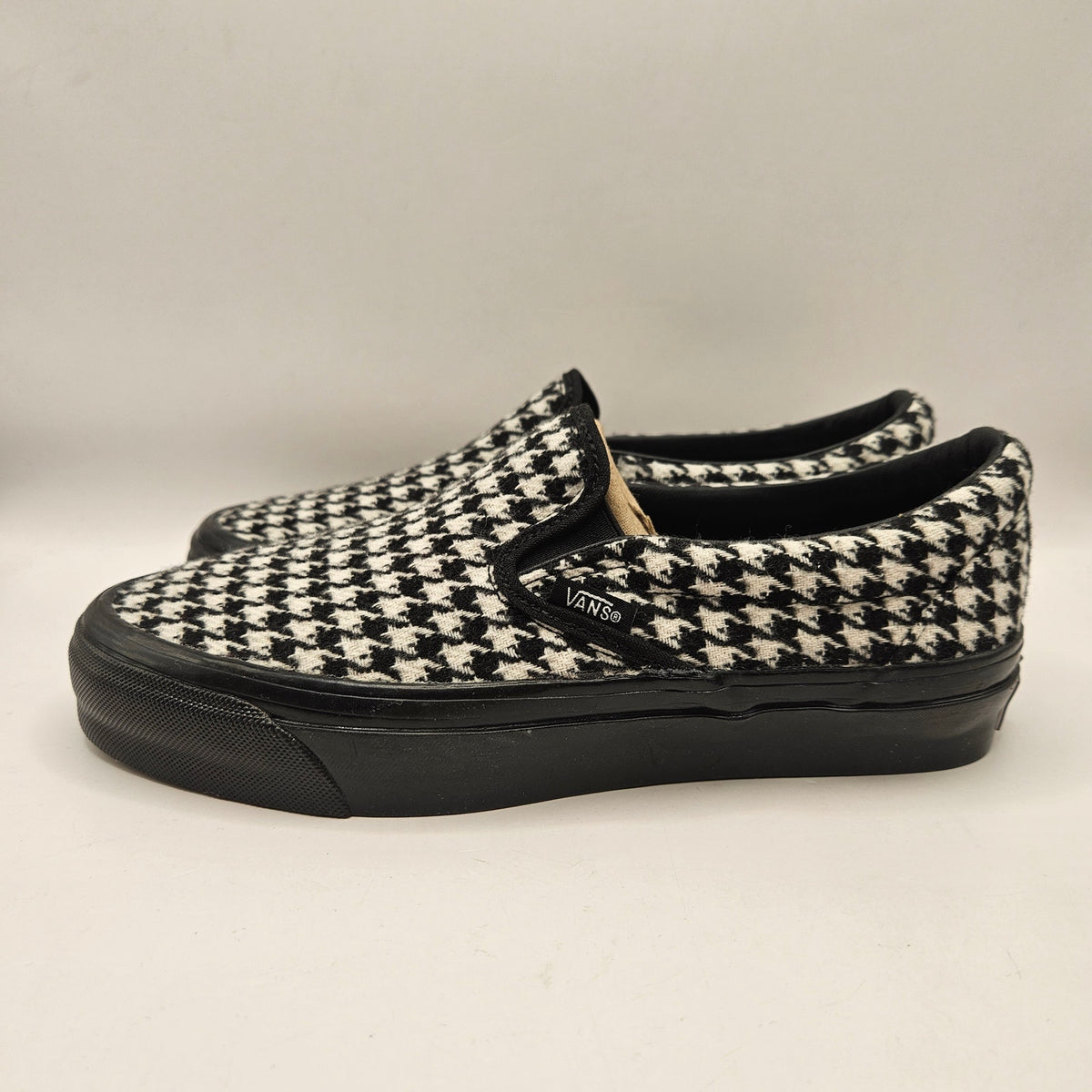 VANS WOMEN'S 7 LX CLASSIC 98 SLIP-ON HOUNDSTOOTH BLACK WHITE NWOB