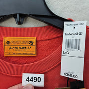 TIMBERLAND MEN'S LARGE A-COLD-WALL FUTURE PULLOVER SWEATSHIRT CORAL RED $300