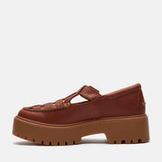TIMBERLAND WOMEN'S 8 STONE STREET PLATFORM BUCKLE SHOE RUST FULL GRAIN LEATHER
