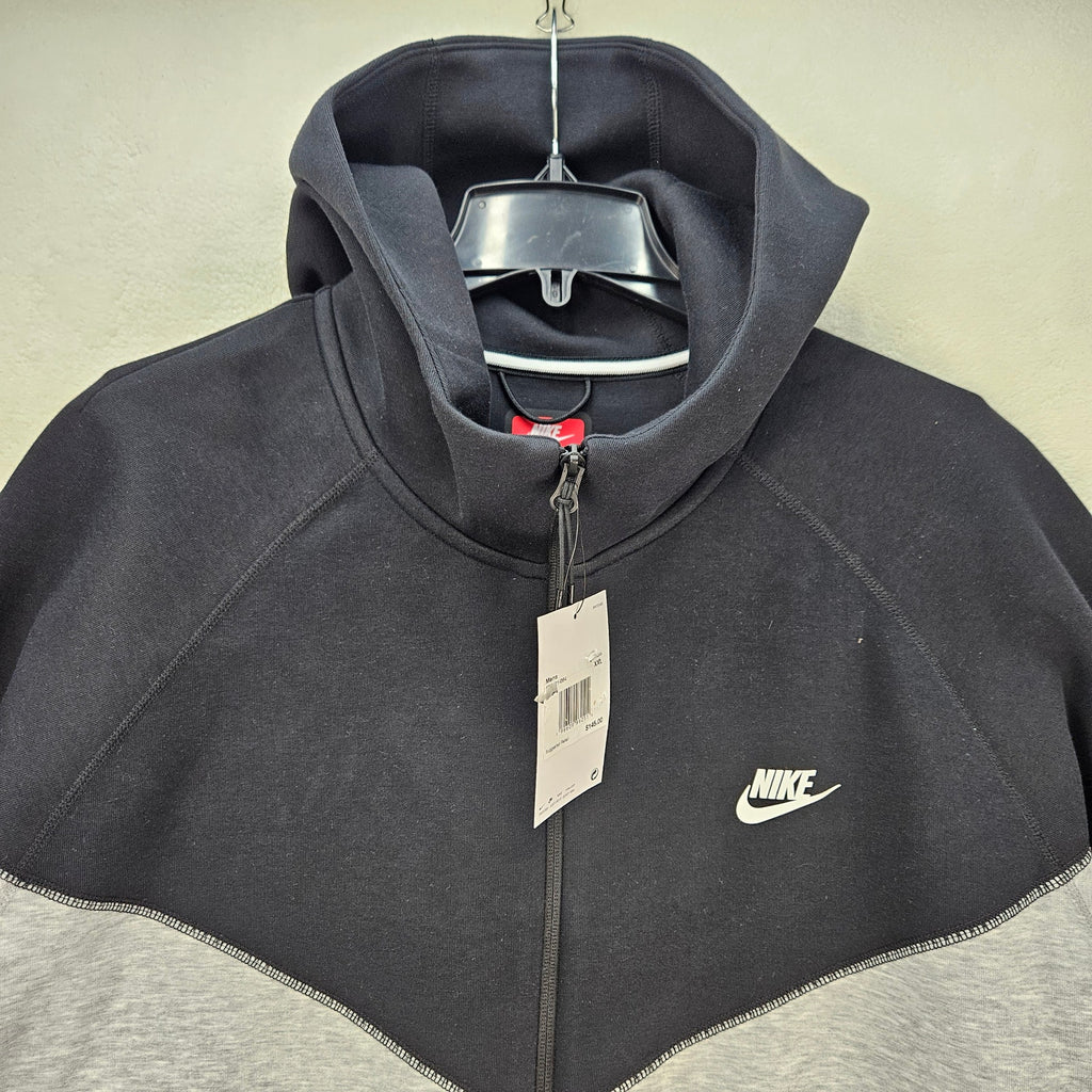 NIKE MEN'S XXL TECH FLEECE FULL ZIP HOODIE JACKET BLACK GRAY FB7921-064 NWT