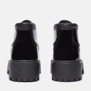 TIMBERLAND WOMEN'S 6.5 STONE STREET MID LACE WATERPROOF PATENT BLACK LEATHER NIB