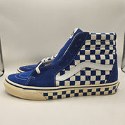 VANS MEN'S 10.5 SK8-HI CHECKERBOARD SIDEWALL CLASSIC BLUE SKATEBOARD NWOB