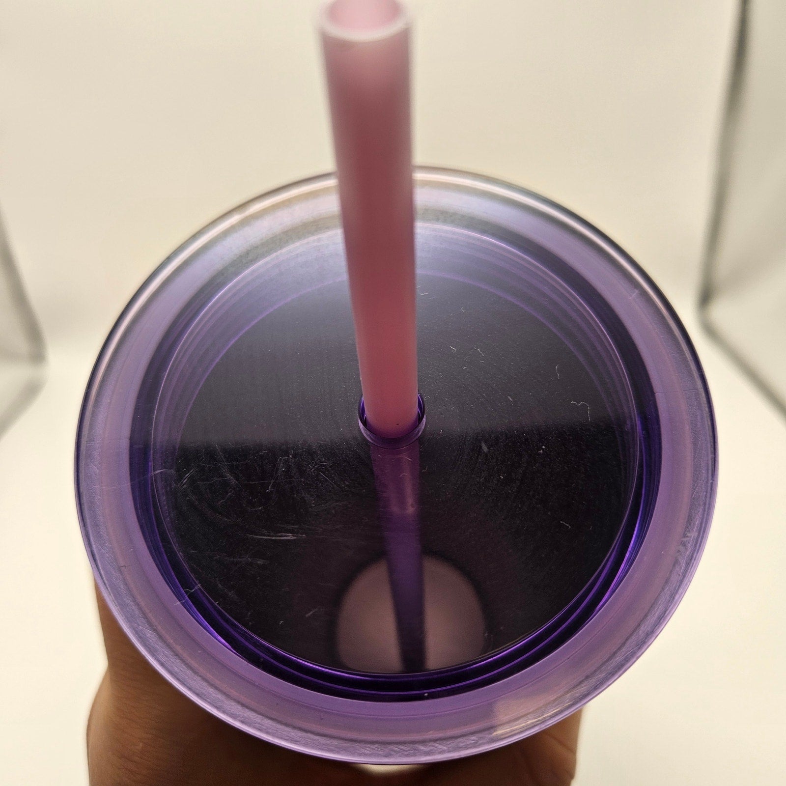 STARBUCKS 24oz PURPLE MIRRORED TUMBLER W LID AND STRAW