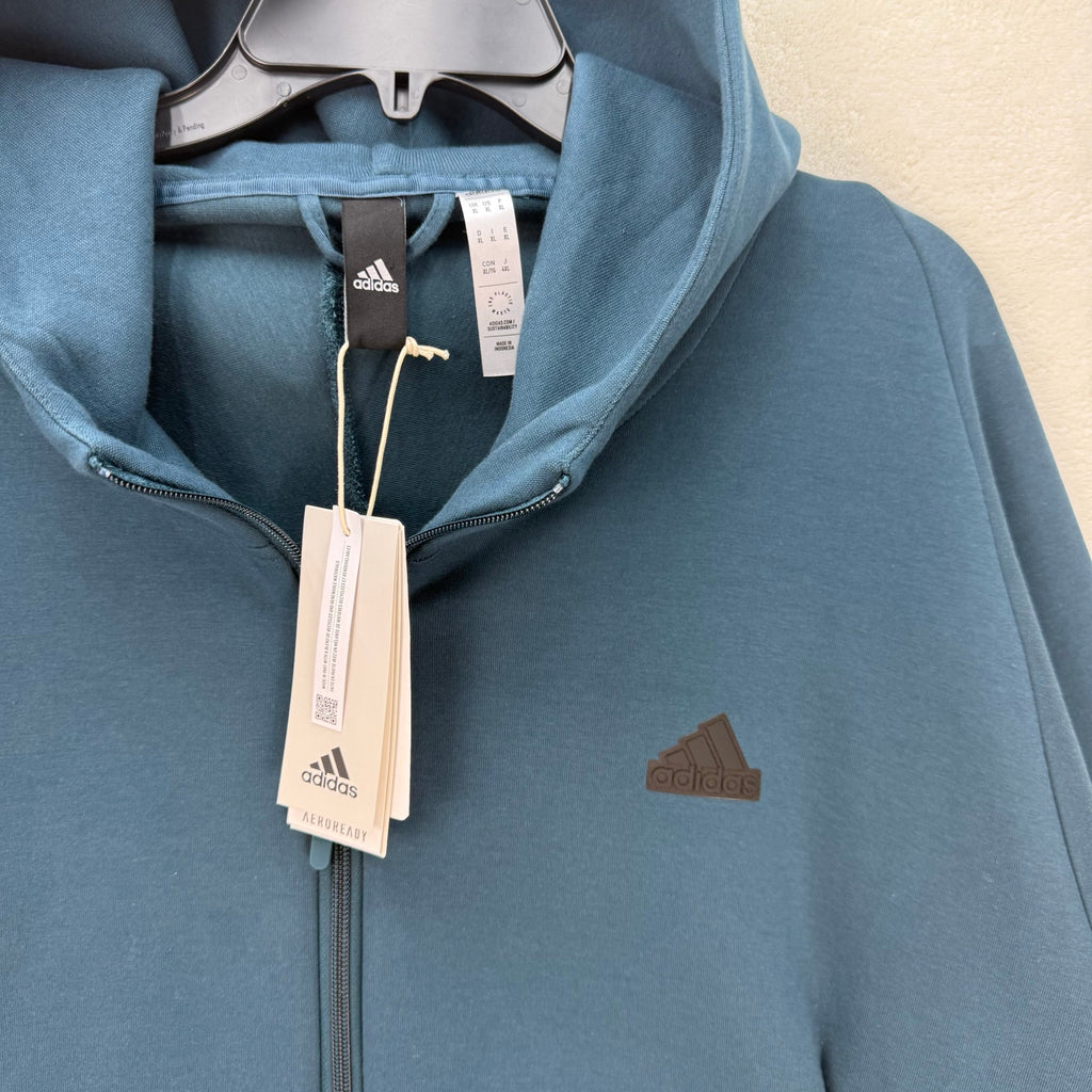 ADIDAS MEN'S XLARGE Z.N.E. PREMIUM FULL ZIP HOODED TRACK JACKET BLUE IN5087