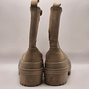 CONVERSE WOMEN'S 8 ALL STAR LEATHER UPPER BOOTS HI TOP LUGGED HEEL CHELSEA BEIGE