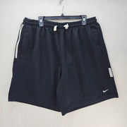 NIKE MEN'S XXL STANDARD ISSUE BLACK TERRY CLOTH TRAINING SHORTS DRAWSTRINGS