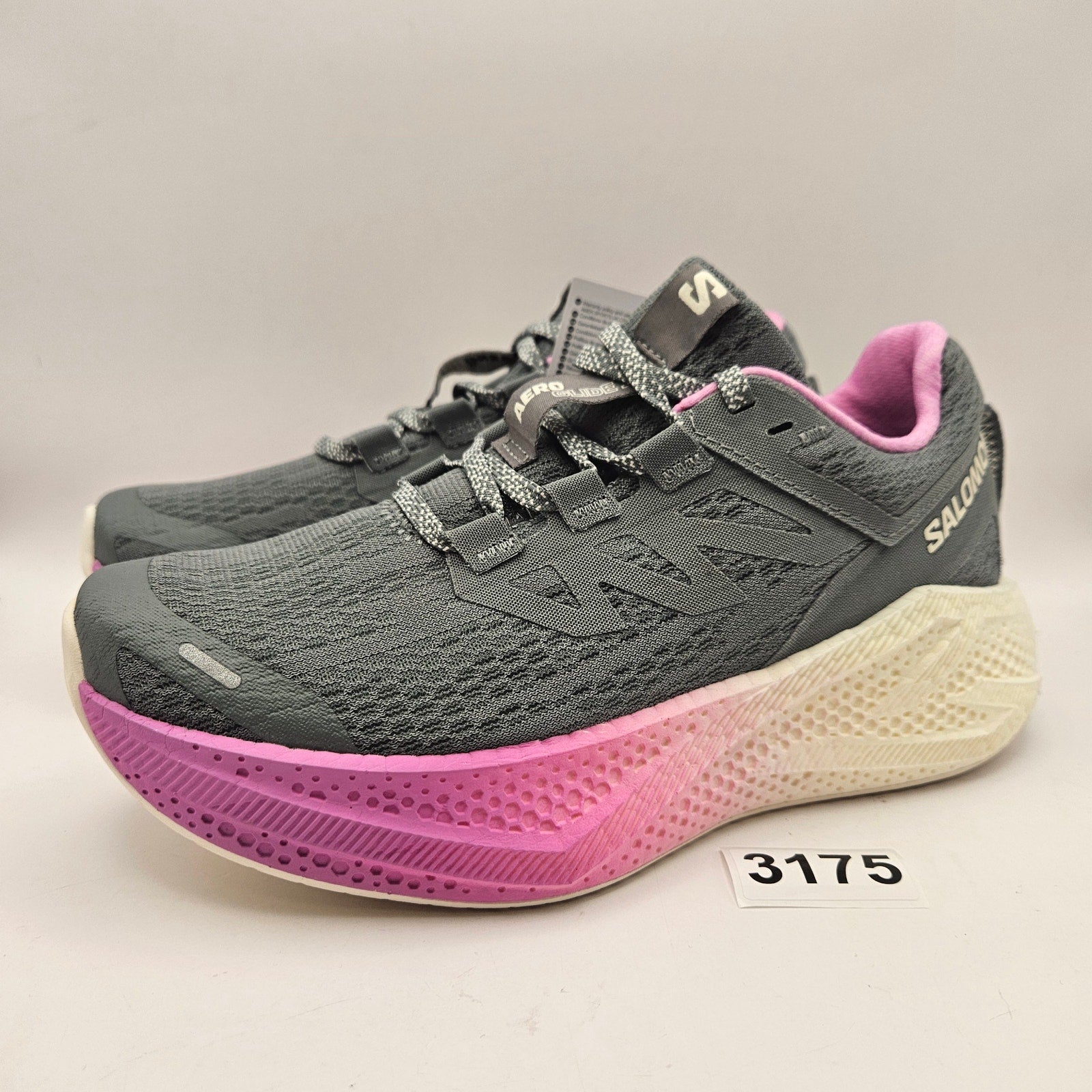 SALOMON WOMEN'S 6 AERO GLIDE 3 W GREY PINK VANILLA ICE RUNNING SHOES NWOB