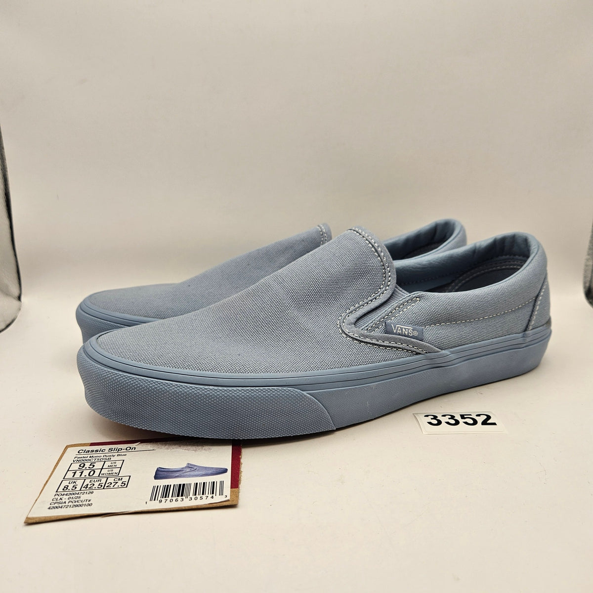 VANS MEN'S 9.5 CLASSIC SLIP ON PASTEL MONO DUSTY BLUE NWOB