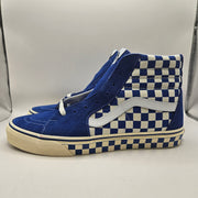 VANS MEN'S 12 SK8-HI CHECKERBOARD SIDEWALL CLASSIC BLUE SKATEBOARD NWOB