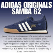 ADIDAS ORIGINALS MEN'S 7 SAMBA 62 NAVY BLUE SUEDE NIB IH4380