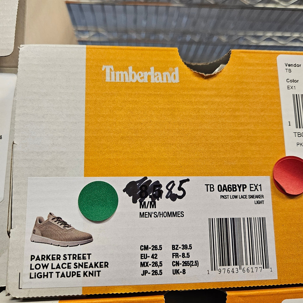 TIMBERLAND MEN'S 8.5 PARKER STREET LOW LACE UP SNEAKER LT TAUPE KNIT NIB