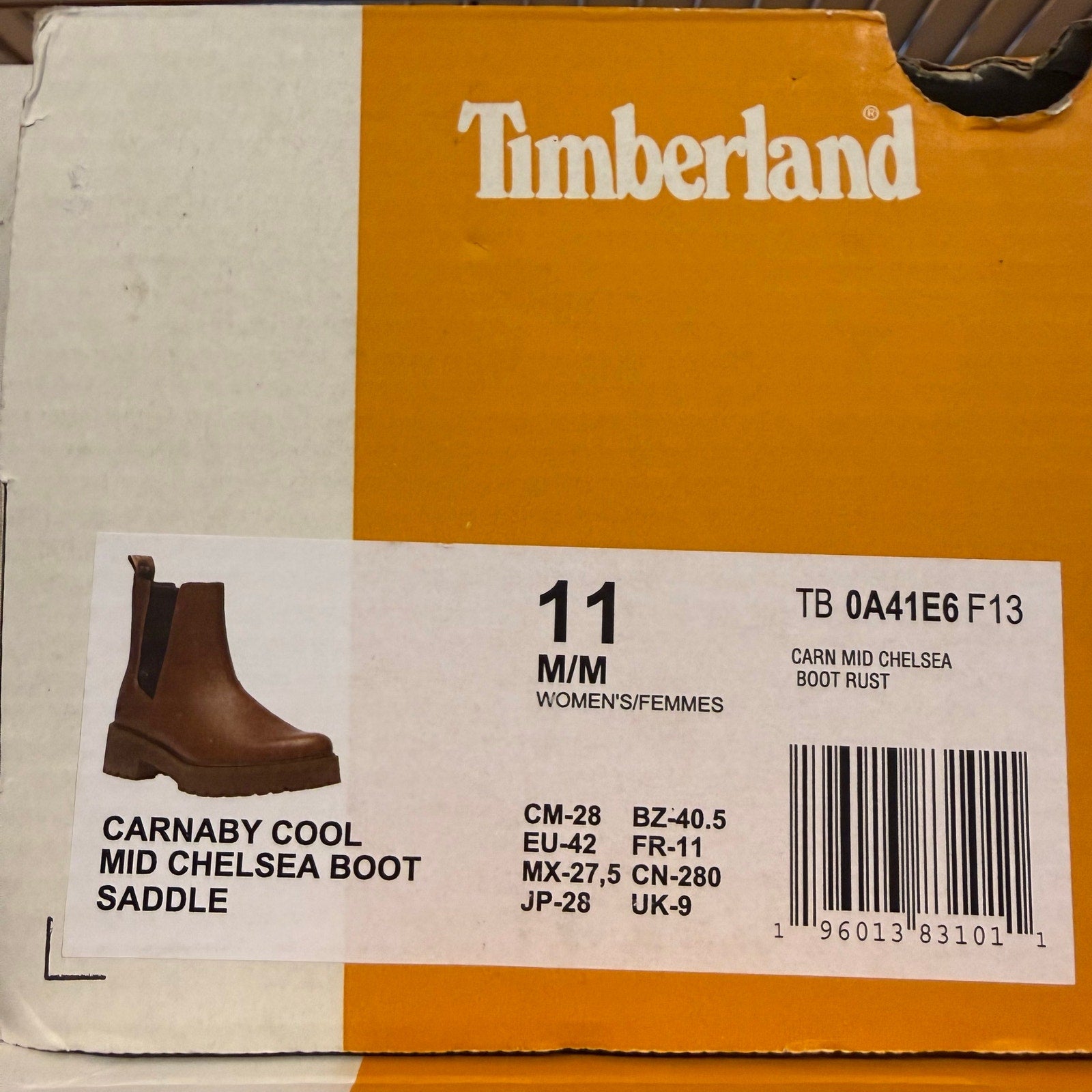 TIMBERLAND WOMEN'S 11 CARNABY COOL MID CHELSEA BOOT SADDLE NIB
