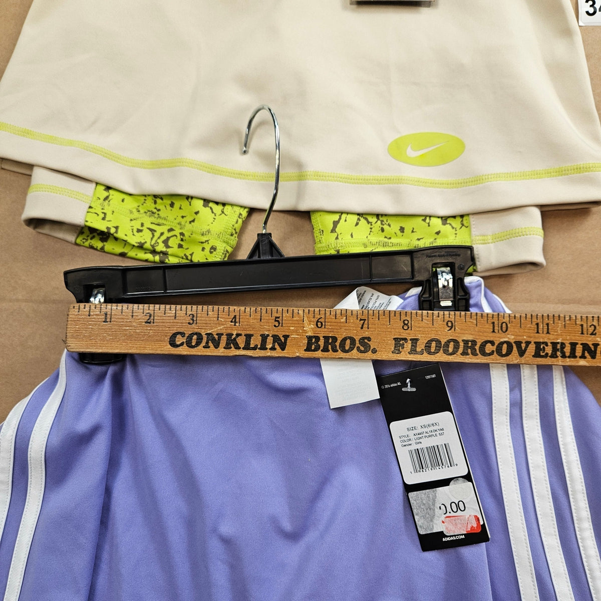 LOT OF 5 - ADIDAS NIKE ATHLETIC GIRLS XS-L SKORTS SHORTS NWT