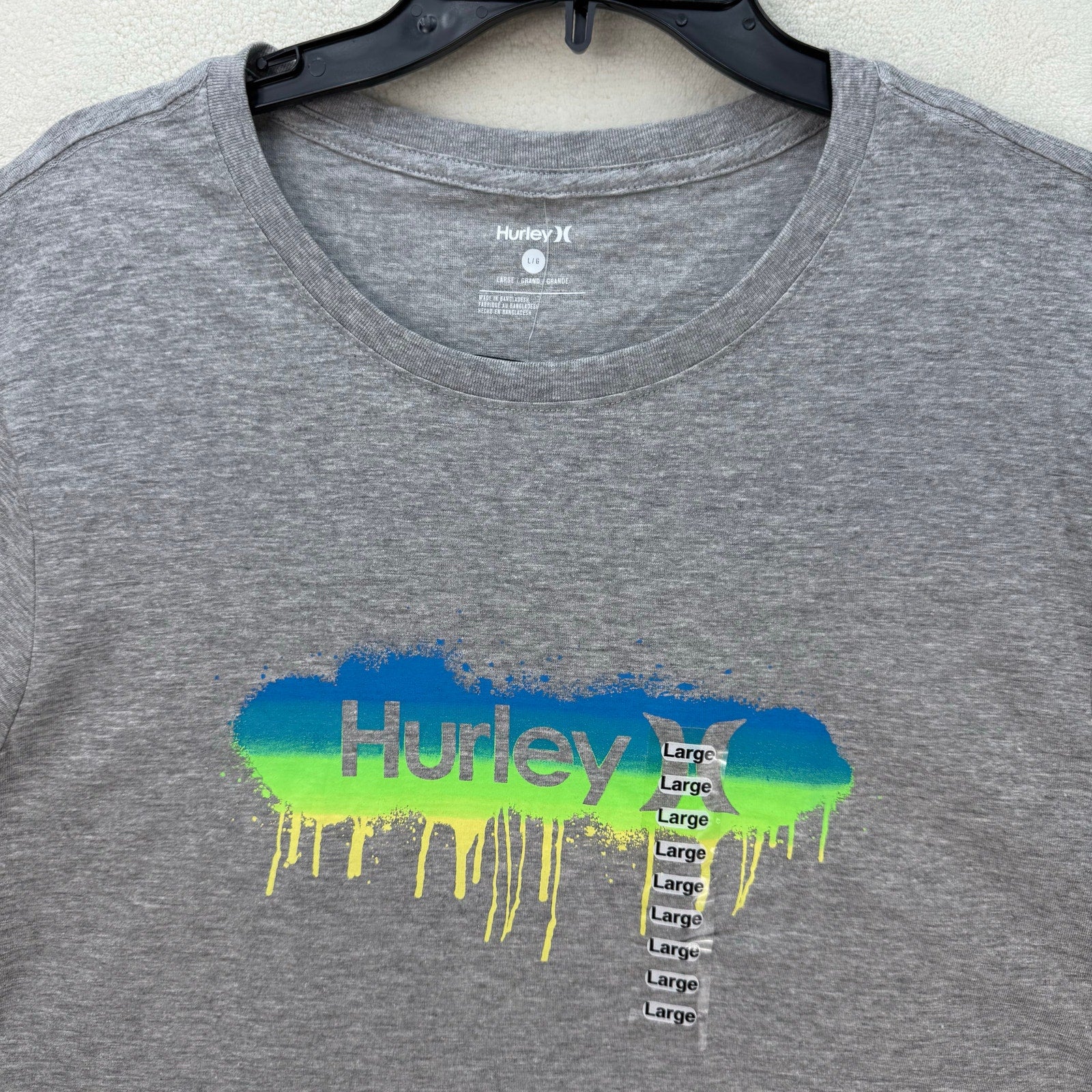 WHOLESALE 17X HURLEY MENS LARGE HOT MESS GRAPHIC TEE GREY II COTTON