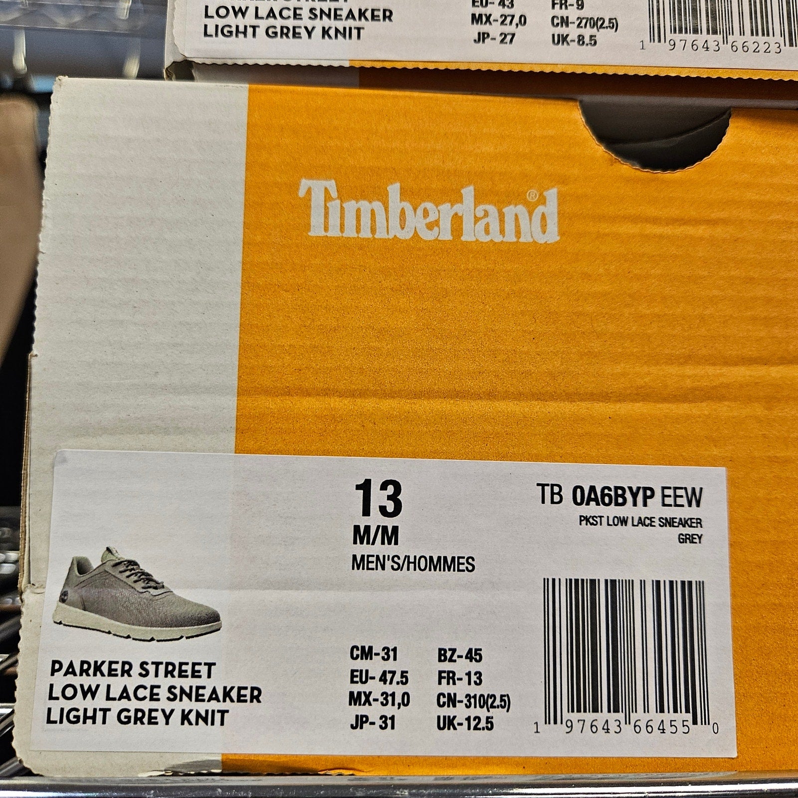TIMBERLAND MEN'S 13 PARKER STREET LOW LACE UP SNEAKER LT GREY KNIT NIB
