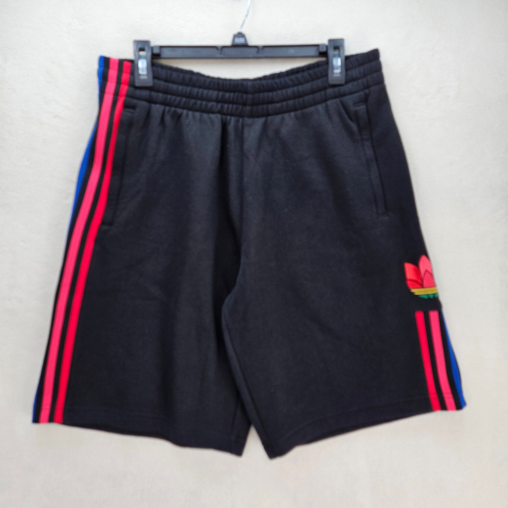 ADIDAS ORIGINALS MEN'S LARGE 3D TREFOIL 2 STRIPES SHORTS GE0815 NWT BLACK NWT