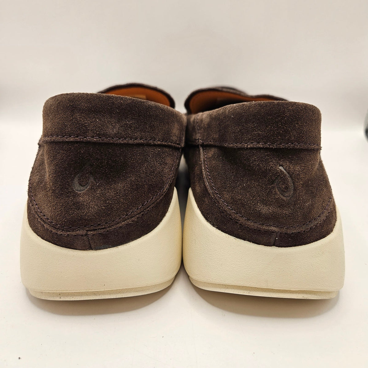OLUKAI MEN'S 12 KA'A LOAFER BROWN LEATHER SUEDE RUBBER OUTSOLE SLIP 10535-6363
