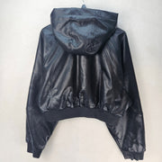 JORDAN WOMEN'S MEDIUM FAUX LEATHER JACKET FULL ZIP HOODED CROPPED IF0947-010