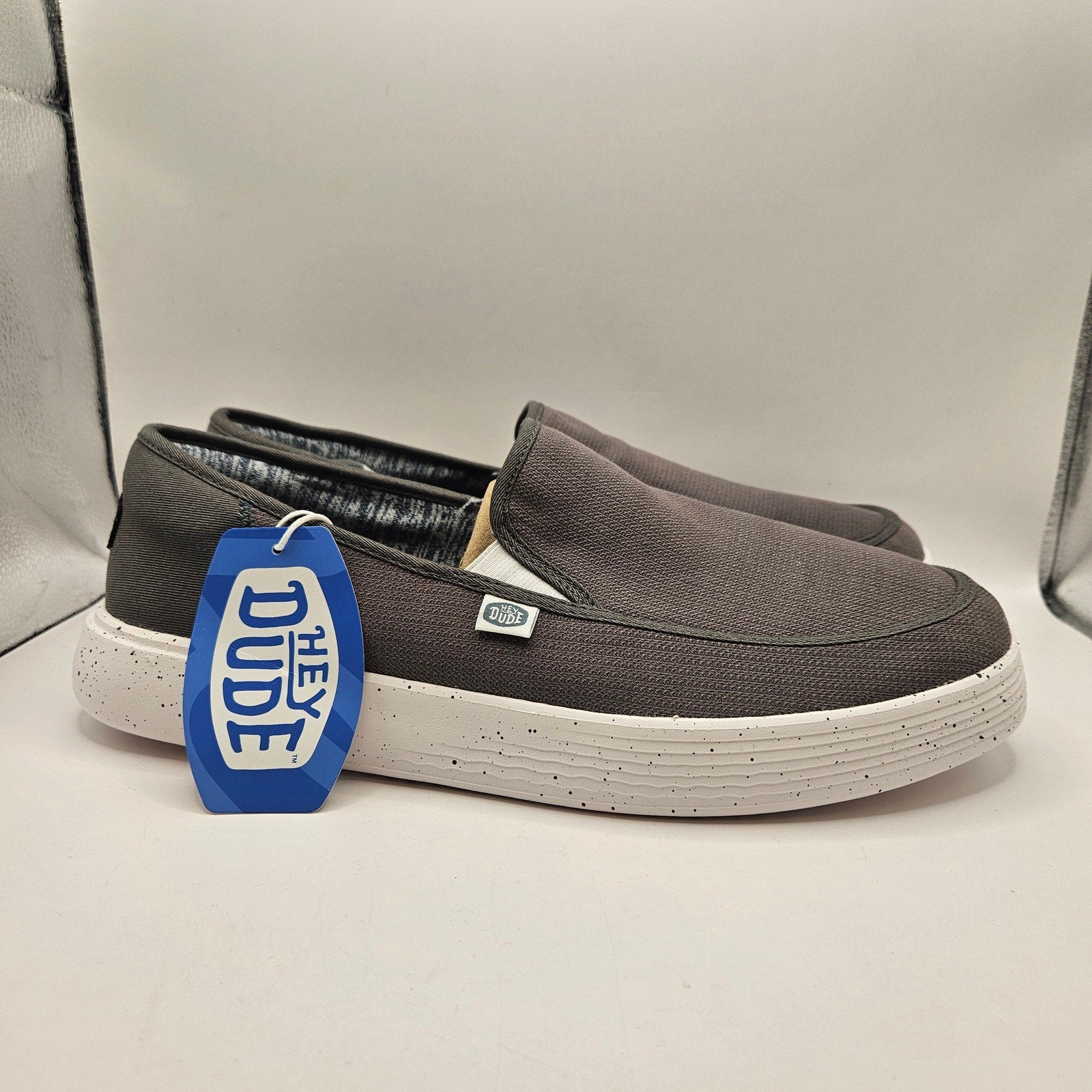 HEY DUDE MEN'S 14 SUNAPEE M SPORT MESH GREY SLIP ON LOW TOP SNEAKER NWT 40241