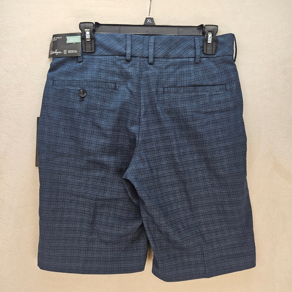 WALTER HAGEN MEN'S 30 PERFECT 11 TONAL NAVY PLAID SHORTS NWT MGA14163