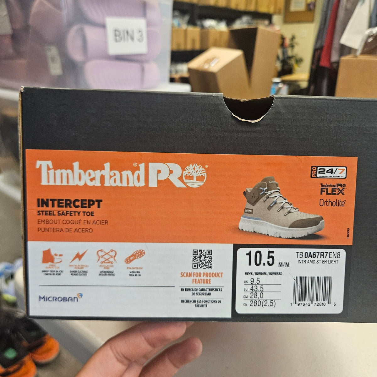 TIMBERLAND PRO MEN'S 10.5 INTERCEPT STEEL SAFETY TOE FLEX ORTHOLITE BEIGE