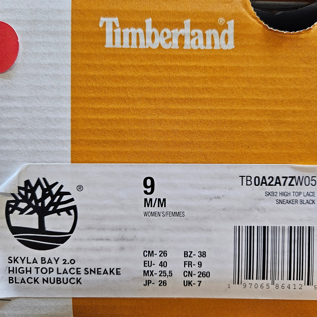 TIMBERLAND WOMEN'S 9 SKYLA BAY 2.0 HI TOP LACE SNEAKER BLACK NUBUCK NIB