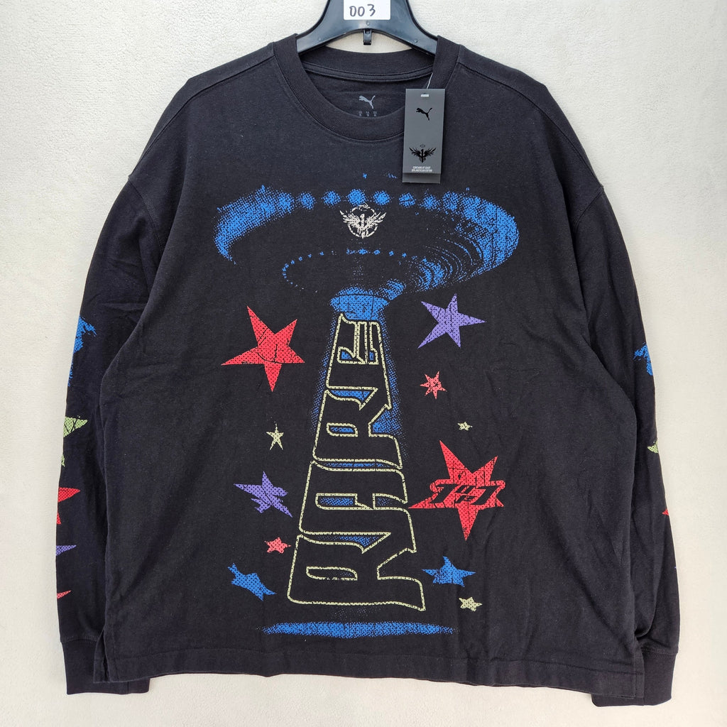PUMA MEN'S XL LAMELO STAR VISION LONG SLEEVE TEE NWT BLACK GRAPHICS
